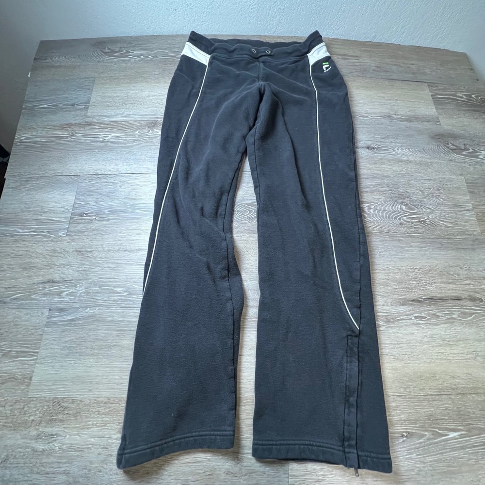 Fila Sport Sweatpants Womens Medium Black Fleece Ankle Zip Athletic Joggers